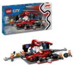 LEGO 60443 City F1 Boxenstopp mit Boxencrew und Ferrari Flitzer, Konstruktionsspielzeug