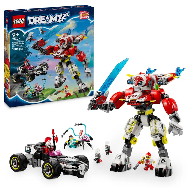 LEGO 71497 DREAMZzz Coopers Tiger Mech und Zero's Hot Rod Auto